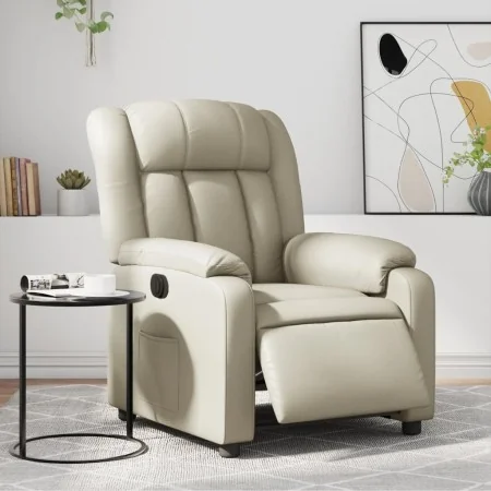 Sillón reclinable eléctrico de cuero sintético crema by , Armchairs - Ref: Foro24-3205251, Price: 299,75 €, Discount: %