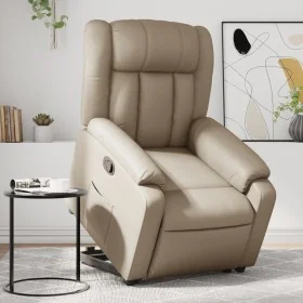 Sillón reclinable elevable cuero artificial color capuchino de , Sillones - Ref: Foro24-3205270, Precio: 308,04 €, Descuento: %