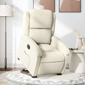 Sillón eléctrico reclinable elevable de terciopelo crema de , Sillones - Ref: Foro24-3204331, Precio: 354,83 €, Descuento: %