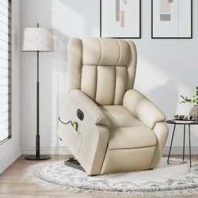 Sillón de masaje eléctrico reclinable elevable tela crema de , Sillones - Ref: Foro24-3205361, Precio: 385,68 €, Descuento: %