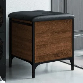 Banco con almacenaje madera ingeniería roble marrón 42x42x45 cm by , Benches for halls and storage - Ref: Foro24-835136, Pric...