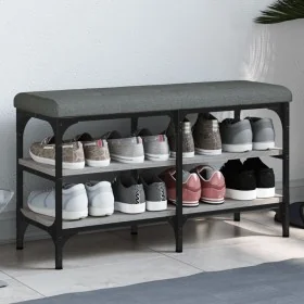 Banco zapatero madera de ingeniería gris Sonoma 82x32x47 cm by , Benches for halls and storage - Ref: Foro24-835160, Price: 6...