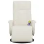 Sillón reclinable masaje con reposapiés cuero sintético crema de , Sillones - Ref: Foro24-356513, Precio: 232,77 €, Descuento: %