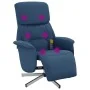 Sillón reclinable de masaje con reposapiés tela azul de , Sillones - Ref: Foro24-356676, Precio: 200,62 €, Descuento: %