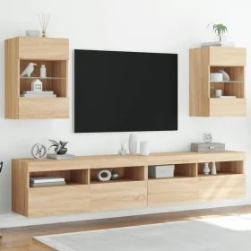 Muebles TV de pared luces LED 2 uds roble Sonoma 40x30x60,5 cm de , Muebles TV - Ref: Foro24-837083, Precio: 92,20 €, Descuen...