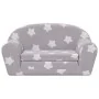Sofá de niños de 2 plazas felpa suave gris claro con estrellas de , Mobiliario para bebés y niños pequeños - Ref: Foro24-3569...