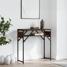Mesa consola estante madera ingeniería marrón roble 75x30x75 cm de , Mesas auxiliares - Ref: Foro24-837801, Precio: 37,61 €, ...