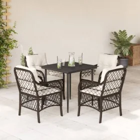 Set comedor de jardín 5 piezas y cojines ratán sintético marrón de , Conjuntos de jardín - Ref: Foro24-3212111, Precio: 479,2...
