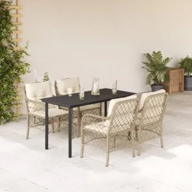 Set comedor de jardín 5 pzas con cojines ratán sintético beige de , Conjuntos de jardín - Ref: Foro24-3212147, Precio: 619,08...