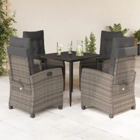 Set comedor de jardín 5 piezas con cojines ratán sintético gris de , Conjuntos de jardín - Ref: Foro24-3212784, Precio: 709,9...