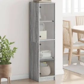 Aparador con puertas de vidrio gris Sonoma 35x37x142 cm de , Aparadores - Ref: Foro24-836439, Precio: 113,78 €, Descuento: %