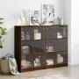 Estantería con puertas madera marrón roble 136x37x109 cm de , Aparadores - Ref: Foro24-3206516, Precio: 237,91 €, Descuento: %