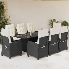Set de comedor de jardín 9 pzas y cojines ratán sintético negro de , Conjuntos de jardín - Ref: Foro24-3212681, Precio: 1,00 ...