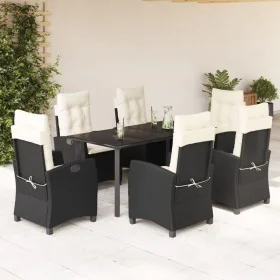 Set de comedor de jardín 7 pzas y cojines ratán sintético negro de , Conjuntos de jardín - Ref: Foro24-3212738, Precio: 844,8...