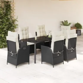 Set de comedor de jardín 7 pzas y cojines ratán sintético negro by , Garden sets - Ref: Foro24-3213169, Price: 868,79 €, Disc...