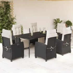 Set de comedor de jardín 7 pzas y cojines ratán sintético negro by , Garden sets - Ref: Foro24-3212951, Price: 932,47 €, Disc...