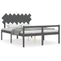 Cama de matrimonio personas mayores cabecero madera maciza gris de vidaXL, Camas y somieres - Ref: Foro24-3195553, Precio: 16...