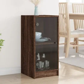 Armario auxiliar puertas de vidrio marrón roble 35x37x75,5 cm by , Sideboards - Ref: Foro24-836405, Price: 50,37 €, Discount: %
