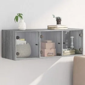 Mueble de pared puertas de vidrio gris Sonoma 102x37x35 cm de , Taquillas y armarios de almacenamiento - Ref: Foro24-836516, ...