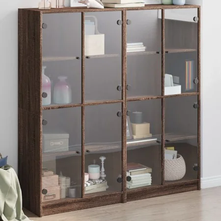 Estantería con puertas madera marrón roble 136x37x142 cm by , Sideboards - Ref: Foro24-3206523, Price: 247,67 €, Discount: %