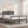 Cama de matrimonio personas mayores cabecero madera maciza gris de vidaXL, Camas y somieres - Ref: Foro24-3195553, Precio: 16...