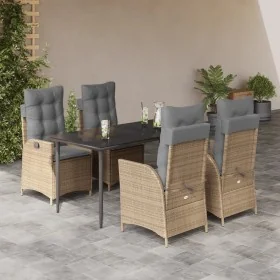 Set comedor de jardín 5 pzas con cojines ratán sintético beige de , Conjuntos de jardín - Ref: Foro24-3213258, Precio: 620,69...