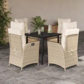 Set comedor de jardín 5 pzas con cojines ratán sintético beige by , Garden sets - Ref: Foro24-3213245, Price: 637,44 €, Disco...