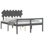 Cama de matrimonio personas mayores cabecero madera maciza gris de vidaXL, Camas y somieres - Ref: Foro24-3195553, Precio: 16...