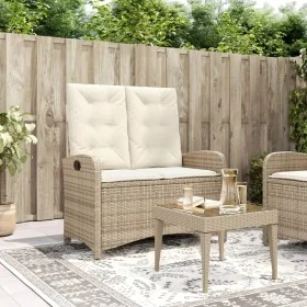 Sillón reclinable de jardín con cojines ratán sintético beige de , Bancos de jardín - Ref: Foro24-368219, Precio: 177,41 €, D...
