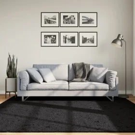 Alfombra peluda de pelo largo moderna PAMPLONA negra 200x200 cm de , Alfombras - Ref: Foro24-375282, Precio: 83,96 €, Descuen...