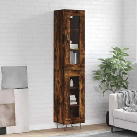 Aparador de madera contrachapada roble ahumado 34,5x34x180 cm by , Sideboards - Ref: Foro24-3199462, Price: 99,16 €, Discount: %