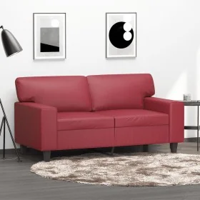 Sofá de 2 plazas de cuero sintético rojo tinto 120 cm de , Sofás - Ref: Foro24-359415, Precio: 256,57 €, Descuento: %