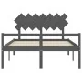 Cama de matrimonio personas mayores cabecero madera maciza gris de vidaXL, Camas y somieres - Ref: Foro24-3195553, Precio: 16...