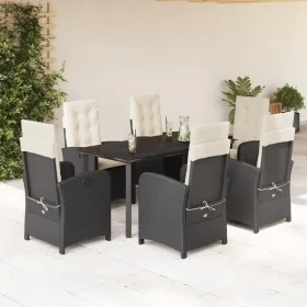 Set de comedor de jardín 7 pzas y cojines ratán sintético negro de , Conjuntos de jardín - Ref: Foro24-3212306, Precio: 859,0...