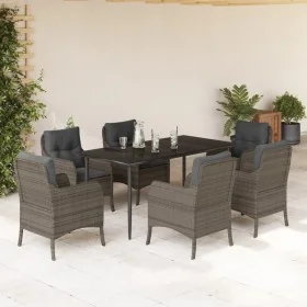Set comedor jardín 7 pzas y cojines ratán sintético gris de , Conjuntos de jardín - Ref: Foro24-3211952, Precio: 790,70 €, De...