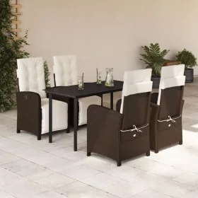 Set comedor de jardín 5 piezas y cojines ratán sintético marrón de , Conjuntos de jardín - Ref: Foro24-3212551, Precio: 685,7...