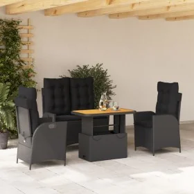 Juego comedor jardín 4 piezas con cojines ratán sintético negro de , Conjuntos de jardín - Ref: Foro24-3277455, Precio: 538,4...