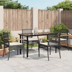 Set de muebles jardín 5 pzas con cojines ratán sintético negro de , Conjuntos de jardín - Ref: Foro24-3213605, Precio: 357,10...