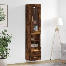 Aparador de madera contrachapada roble ahumado 34,5x34x180 cm de , Aparadores - Ref: Foro24-3199294, Precio: 105,79 €, Descue...