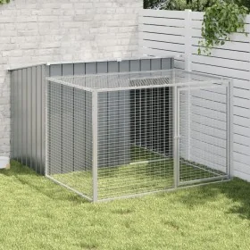 Caseta perros con corral acero galvanizado gris 153x194x110 cm de , Casetas para perros - Ref: Foro24-3214222, Precio: 230,90...