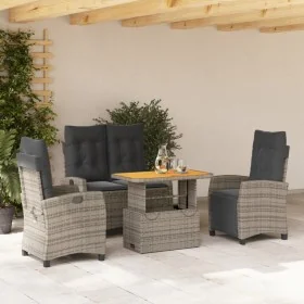 Juego de comedor de jardín 4 piezas con cojines ratán PE gris von , Gartensets - Ref: Foro24-3277408, Preis: 613,64 €, Rabatt: %