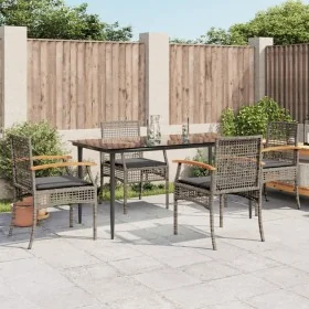Set comedor de jardín 5 piezas con cojines ratán sintético gris de , Conjuntos de jardín - Ref: Foro24-3213613, Precio: 390,7...