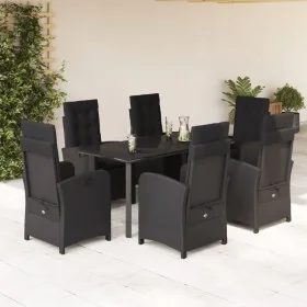 Set de comedor de jardín 7 pzas y cojines ratán sintético negro de , Conjuntos de jardín - Ref: Foro24-3212325, Precio: 964,9...