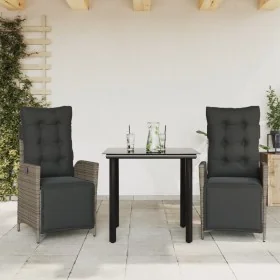 Set comedor de jardín 3 piezas con cojines ratán sintético gris von , Gartensets - Ref: Foro24-3213427, Preis: 385,09 €, Raba...