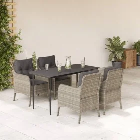 Set comedor de jardín 5 pzas cojines ratán sintético gris claro de , Conjuntos de jardín - Ref: Foro24-3211992, Precio: 521,2...