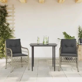 Sillas y mesita de jardín 3 piezas ratán sintético cojín gris de , Conjuntos de jardín - Ref: Foro24-3212166, Precio: 307,63 ...