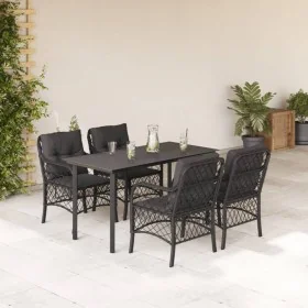 Set de muebles jardín 5 pzas con cojines ratán sintético negro de , Conjuntos de jardín - Ref: Foro24-3212105, Precio: 511,06...