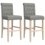 Taburetes altos 2 uds madera maciza de caucho y tela de , Taburetes de cocina - Ref: Foro24-4006214, Precio: 129,41 €, Descue...