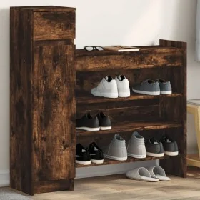 Zapatero madera de ingeniería roble ahumado 100,5x28x100 cm de , Zapateros y organizadores de calzado - Ref: Foro24-840426, P...