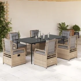 Set comedor de jardín 7 pzas con cojines ratán sintético beige de , Conjuntos de jardín - Ref: Foro24-3263004, Precio: 867,96...